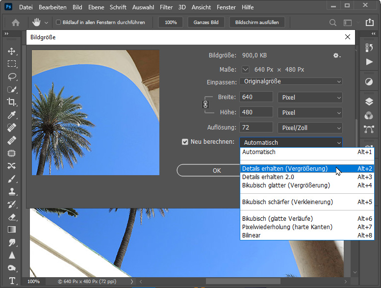 Bildgröße ändern / Bildgröße erhöhen mit Photoshop