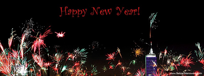 Feuerwerk mit Schriftzug "happy-new-year"