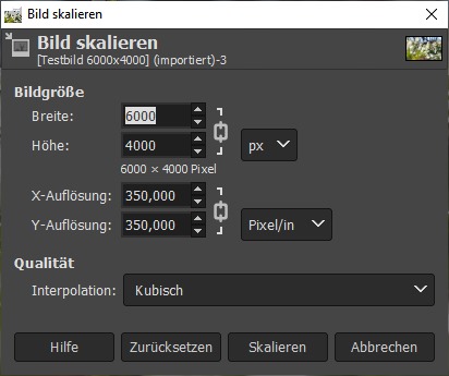 Gimp Bilder skalieren
