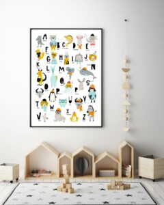 Babyzimmer-Deko: Alphabet-Poster mit Tier-Figuren