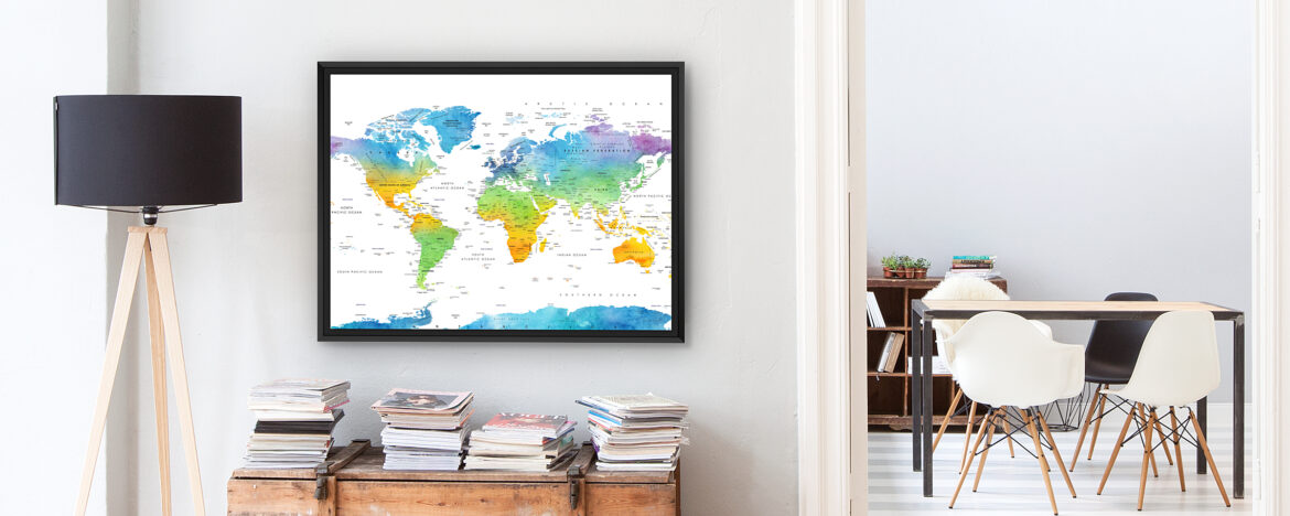 Weltkarte zum Ausdrucken als Wandbild
