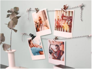 Urlaubsfotos als Girlande Fotogirlande, Polaroid-Bilder, Girlande aus Fotos