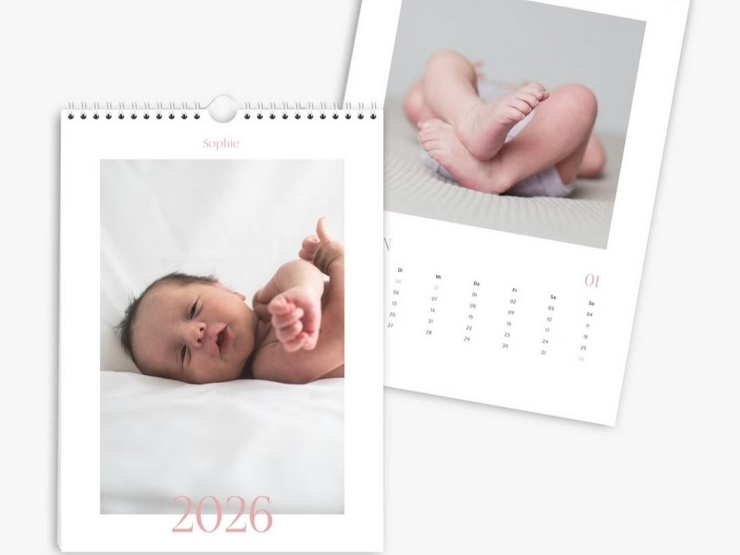 Aus den schönsten Bildern der Babyfotografie lässt sich ein schöner Wandkalender gestalten
