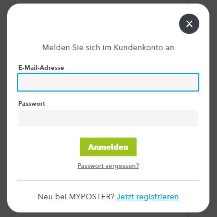 MYPOSTER Kundenkonto:  erstellen bzw. anmelden